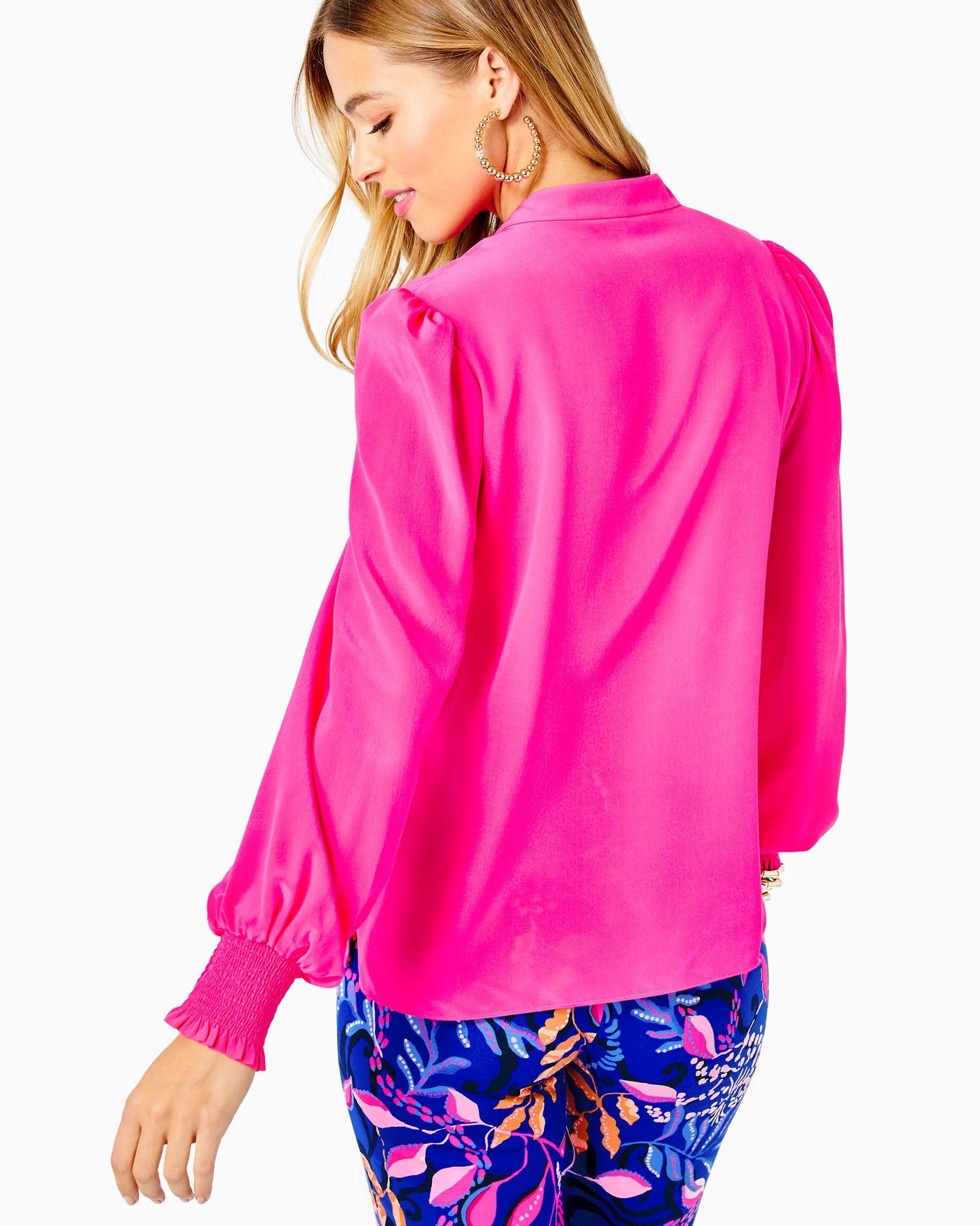 Dae Long Sleeve Silk Top - Pink Grenadine