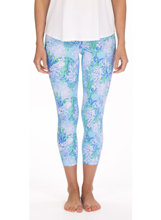 UPF 50+ Luxletic 24" Weekender High Rise Midi Legging: Los Alas Aqua