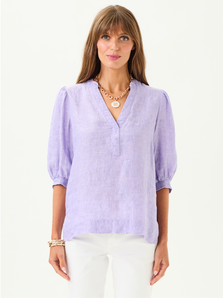 Mialeigh Elbow Sleeve Linen Top