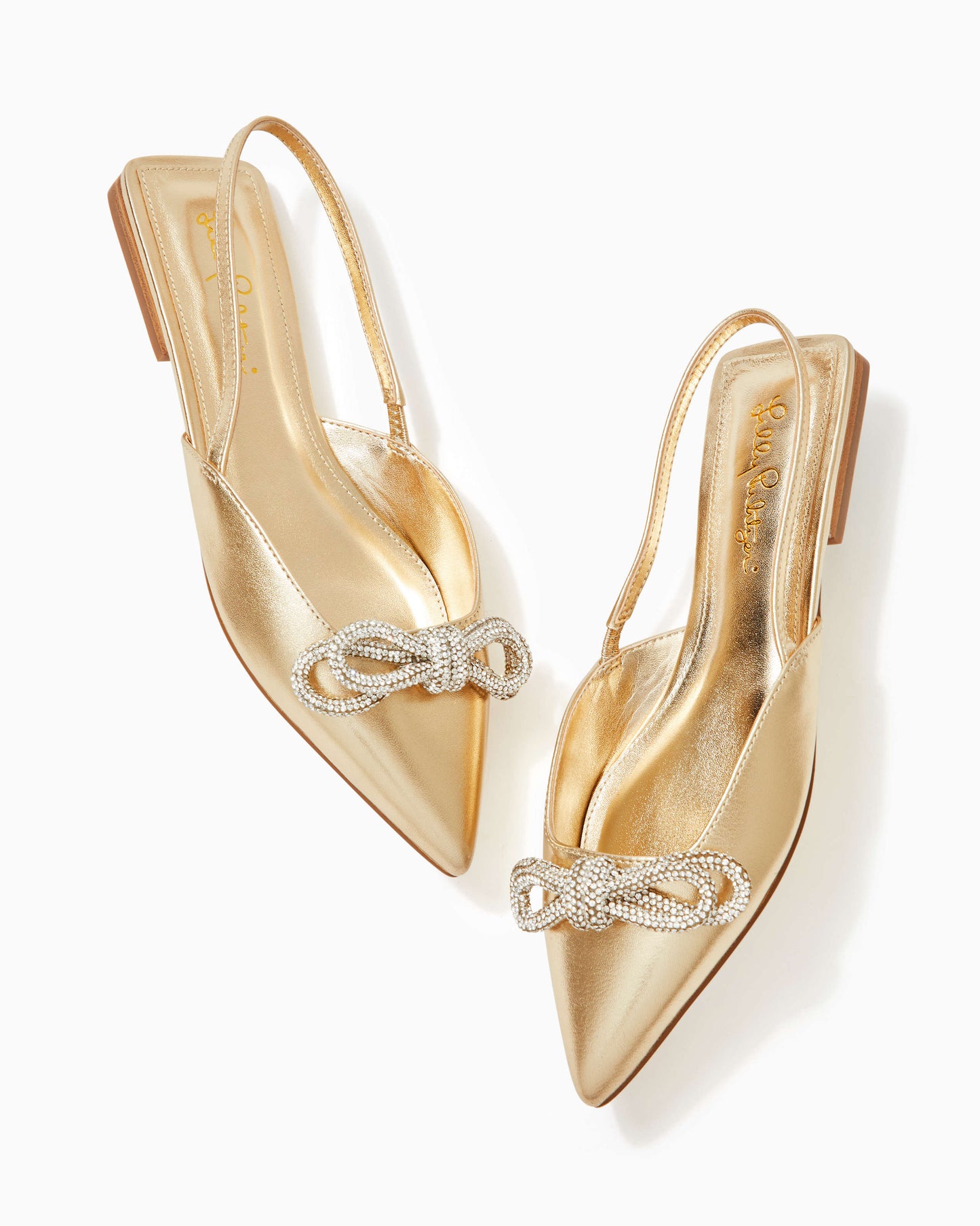 Brit Leather Slingback Heels- Gold Metallic