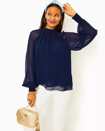 Ellielynn Long Sleeve Top- Low Tide Navy