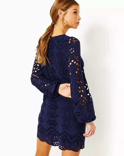 Alyna Long Sleeve Eyelet Dress