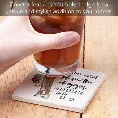 Christmas Naughty Pets Single Tile Coaster Collect