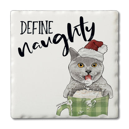 Christmas Naughty Pets Single Tile Coaster Collect