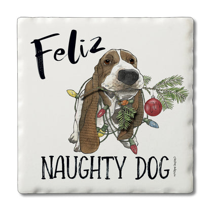 Christmas Naughty Pets Single Tile Coaster Collect