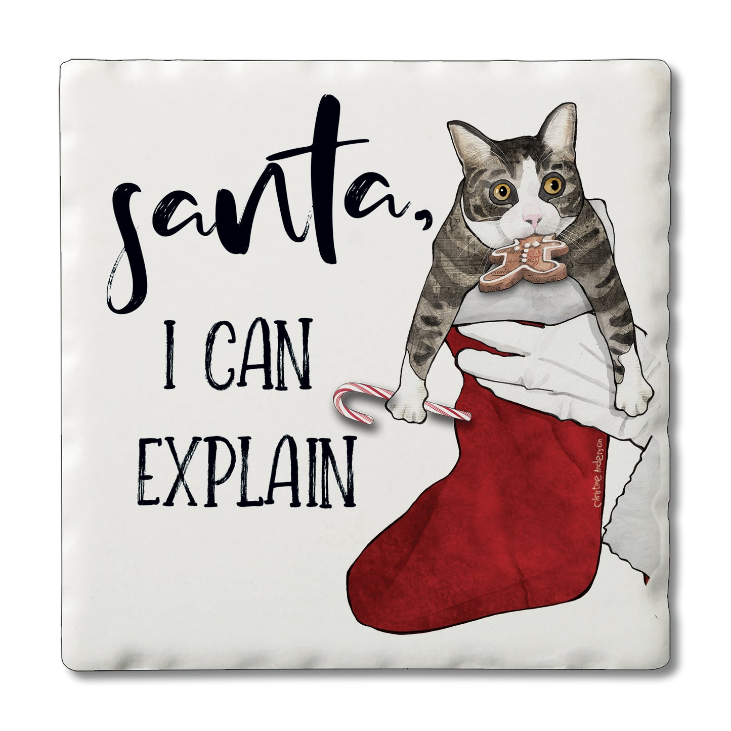 Christmas Naughty Pets Single Tile Coaster Collect