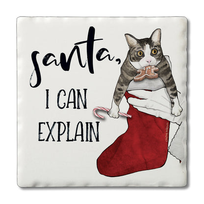 Christmas Naughty Pets Single Tile Coaster Collect