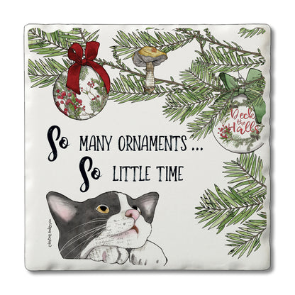 Christmas Naughty Pets Single Tile Coaster Collect