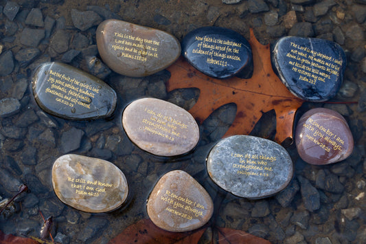 Engraved River Rock Scripture Stone