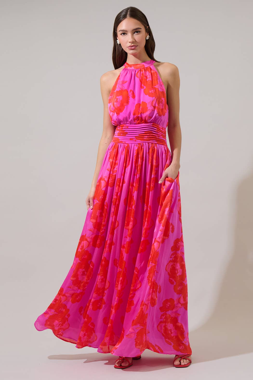 Lailah Floral Landy Halter Maxi Dress