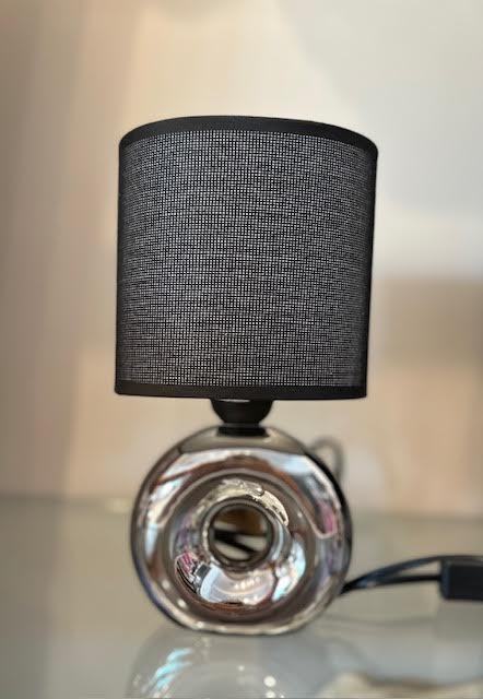 Ceramic Table Lamp Silver with Black Shake