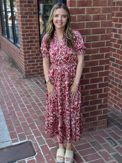 Short Sleeve Print Maxi Dress