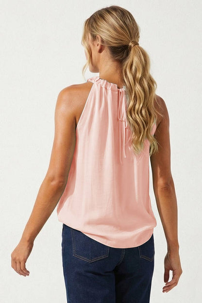 Twisted Halter Style Top With Tie Back