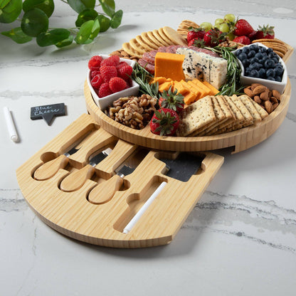 Two Drawer Bamboo Charcuterie Board Set