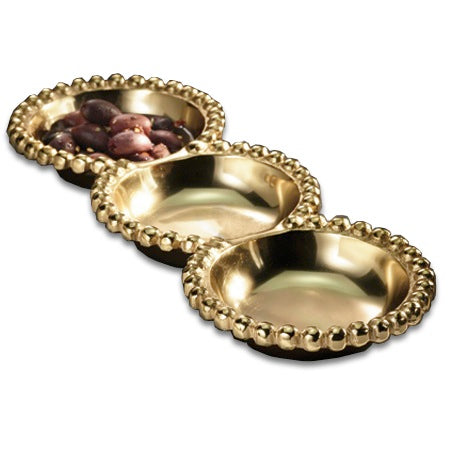 Gilded Beaded 3-Section Tray