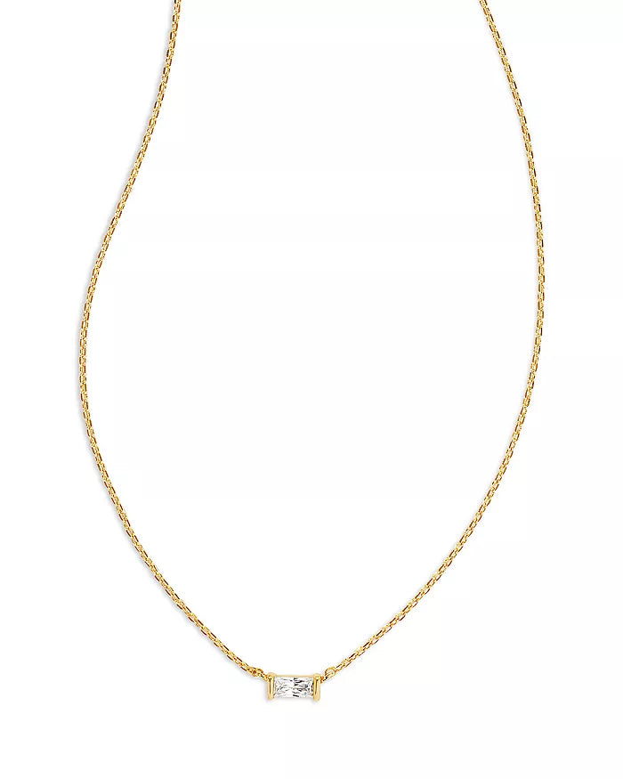 Juliette Gold Pendant Necklace in White Crystal