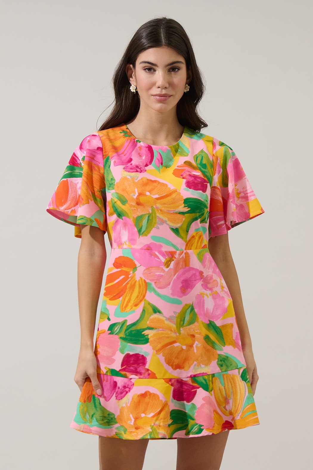 Jovana Floral Flouncy Mini Dress