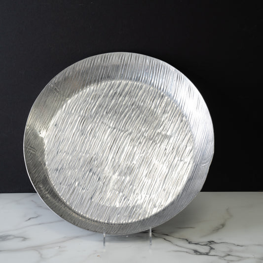 Aluminum Hammered Line Round Plate