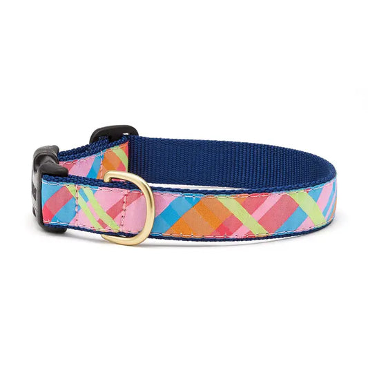 Pink Madras Dog Collar S