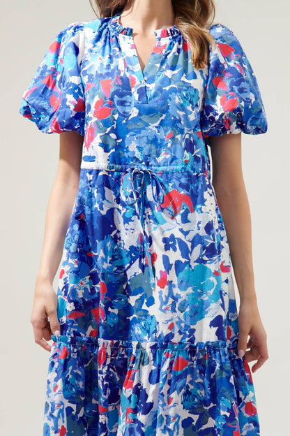 Canvas Floral Ginny Bubble Sleeve Midi Dress