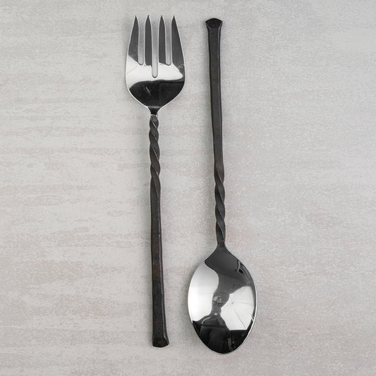 Stainless Steel Black Twist Servers