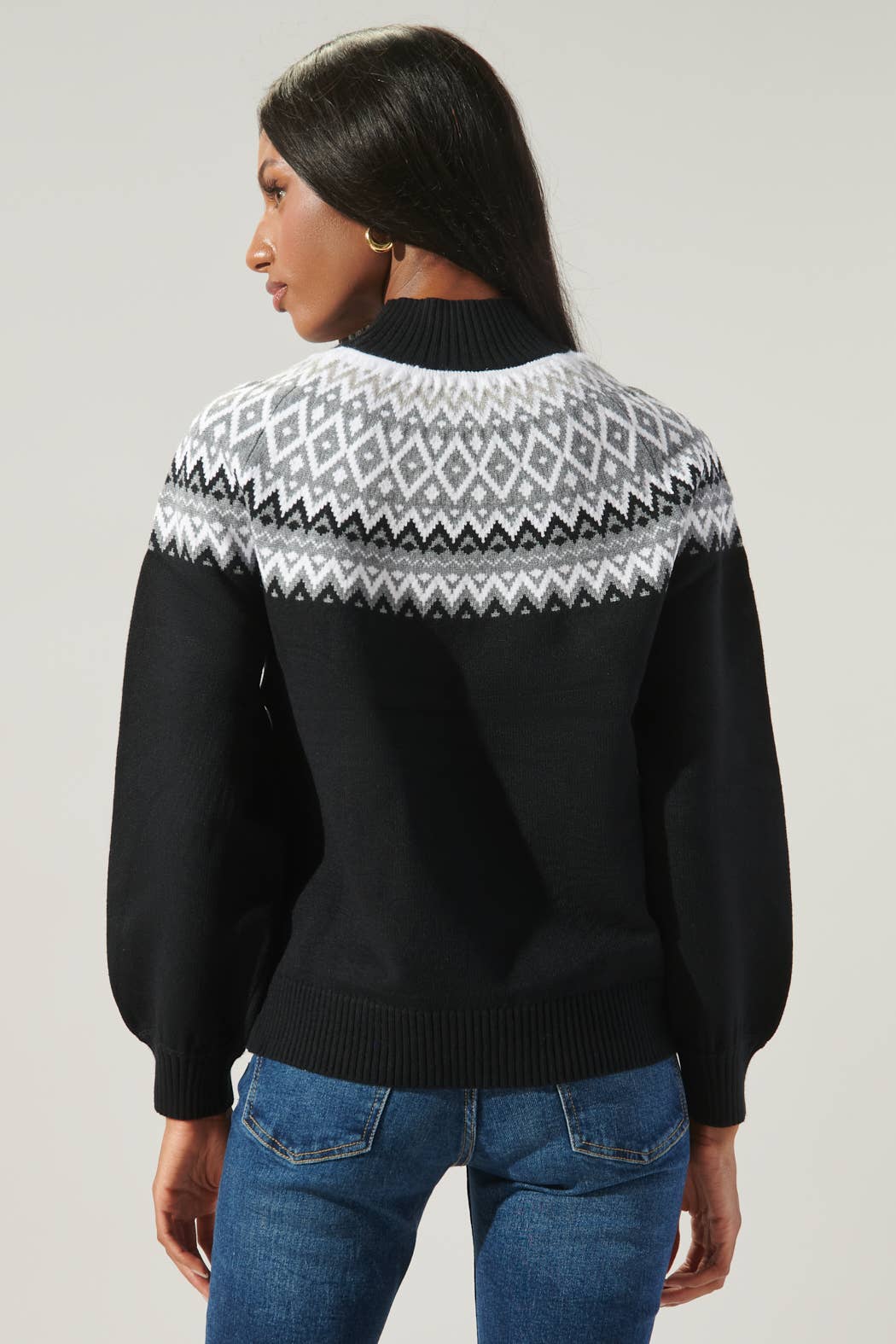 Honey Baby Fair Isle Mock Neck Sweater