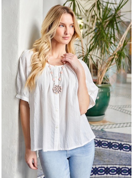 Embroidered Peasant Top