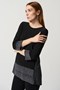 Lurex Stripe And Silky Knit High-Low Tunic Black/Silver