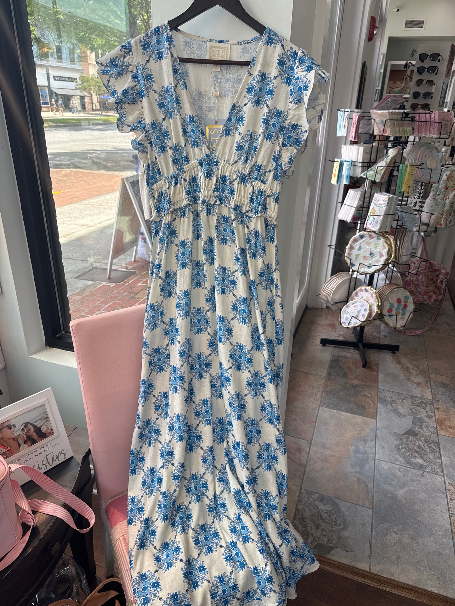 V-Neck Flutter Sleeve Maxi