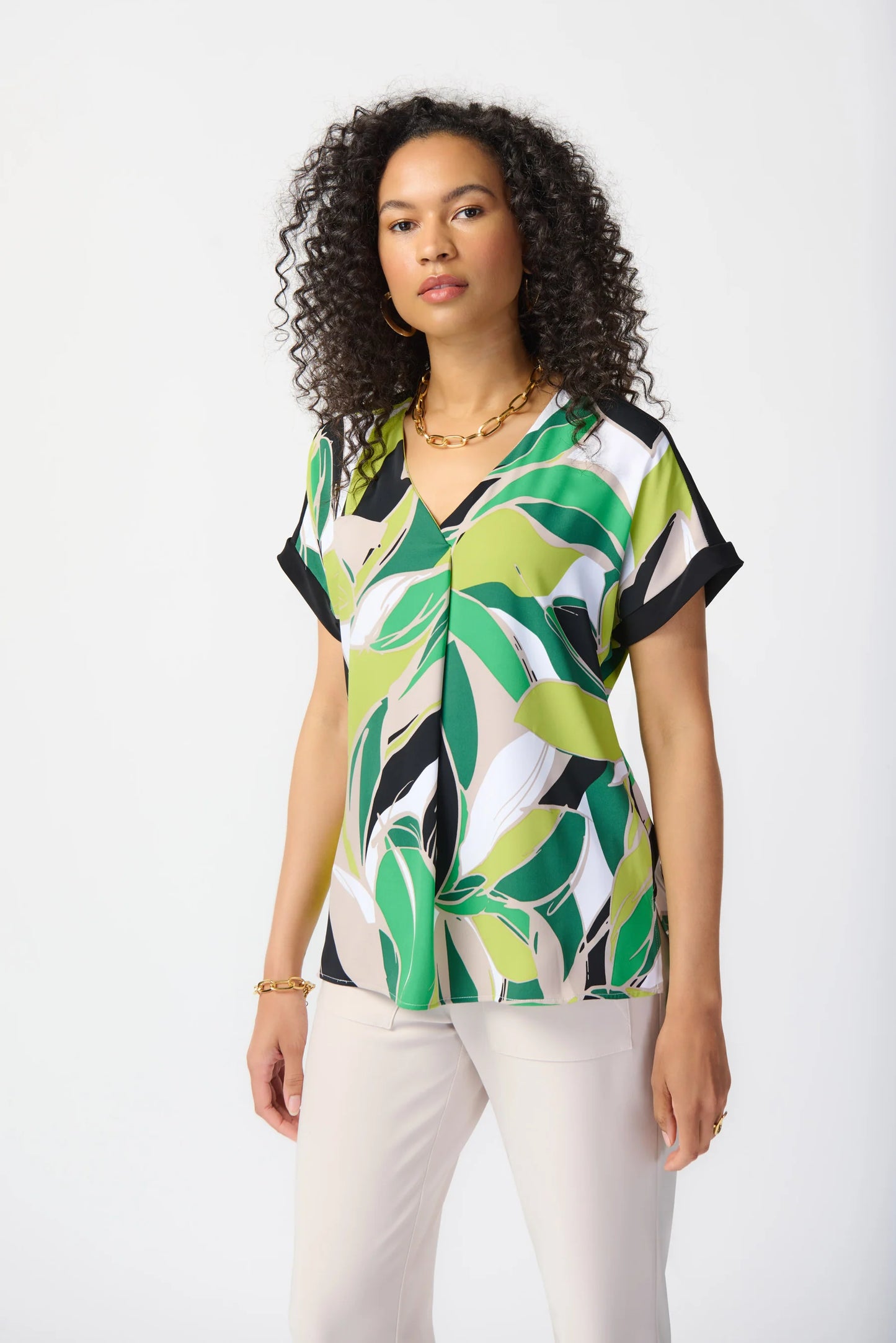 Vanilla/Multi Tropical Print Top Style 2411751