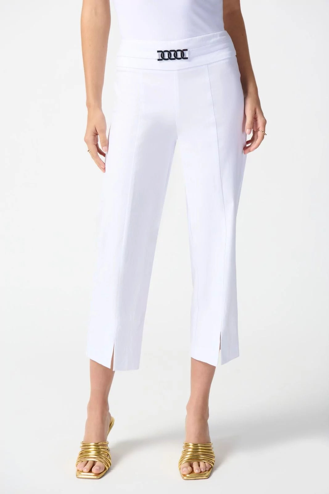 White Straight Crop Pants