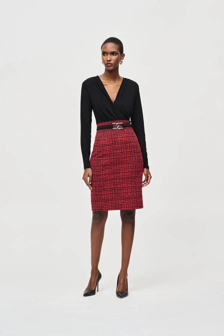 Jacquard Knit Plaid Sheath Dress