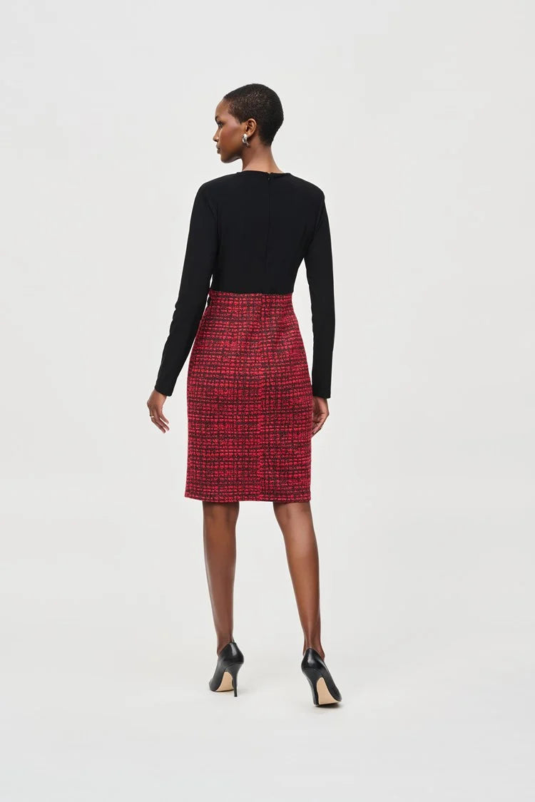 Jacquard Knit Plaid Sheath Dress