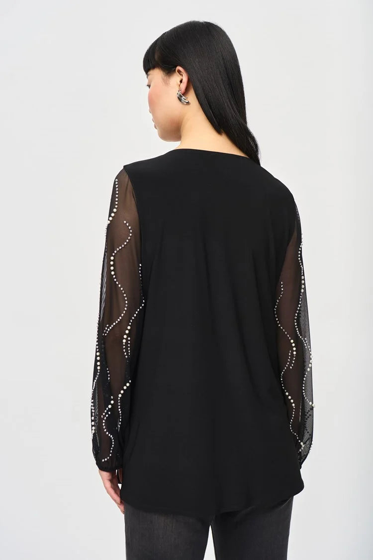 Silky Knit Tunic With Beaded Sleeve