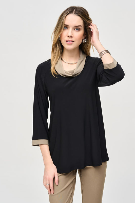 Silky Knit Color Block Straight Tunic