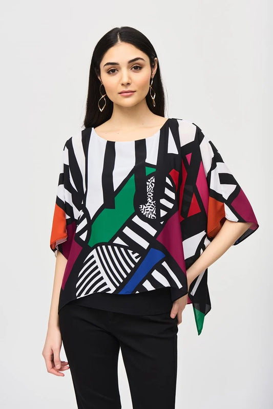 Abstract Print Georgette Poncho Top