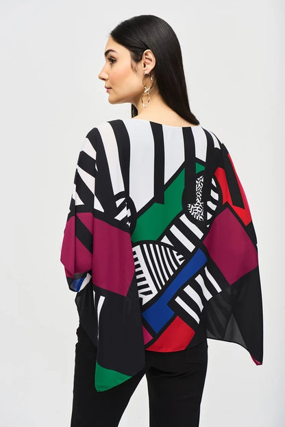 Abstract Print Georgette Poncho Top