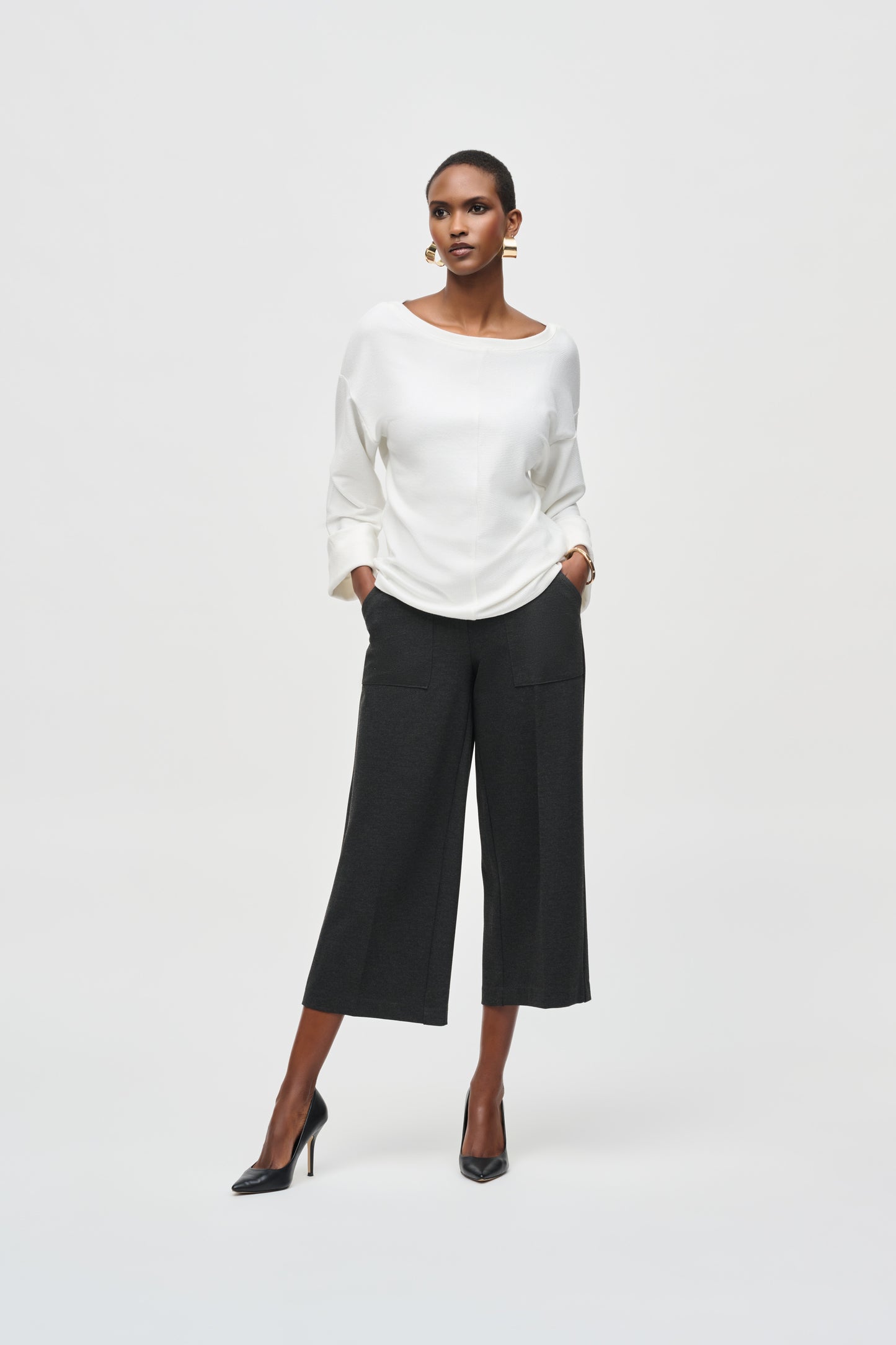 Heavy Knit Pull-On Culotte Pants