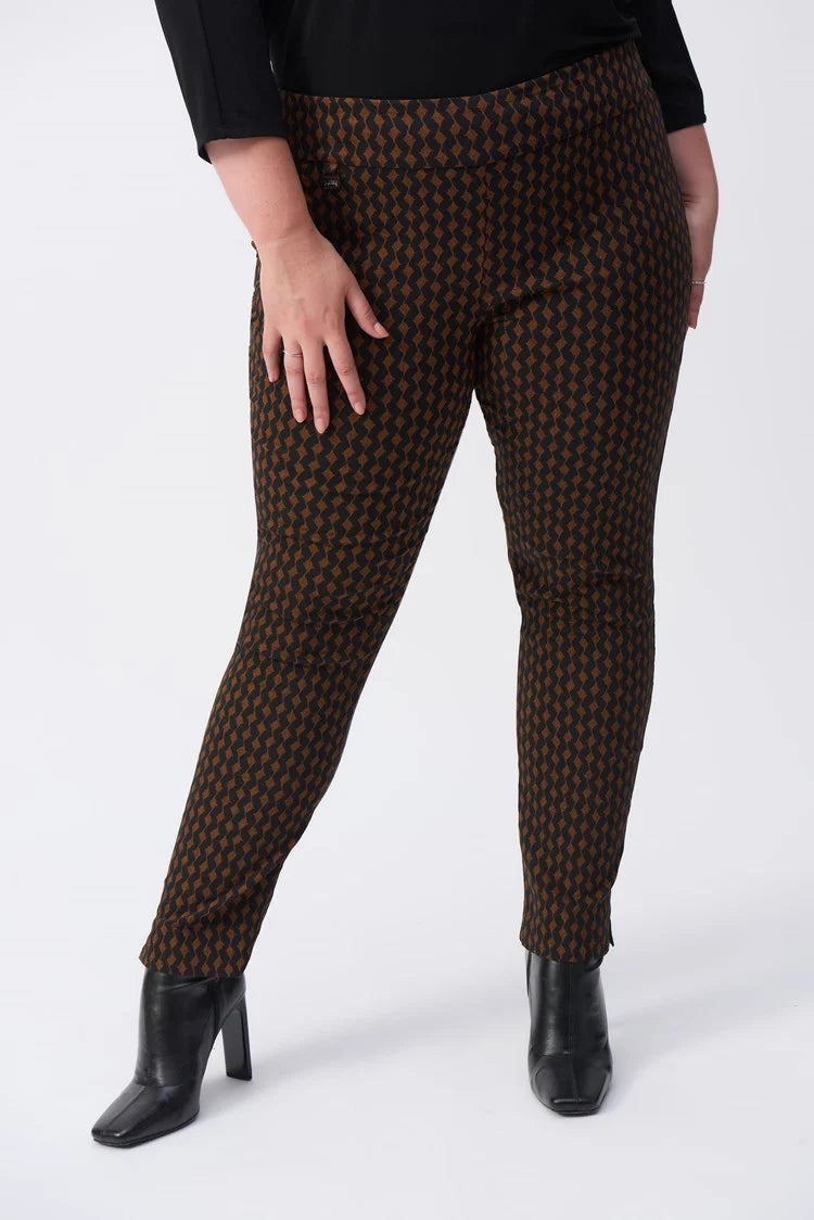 Jacquard Woven Abstract Print Slim Fit Pants