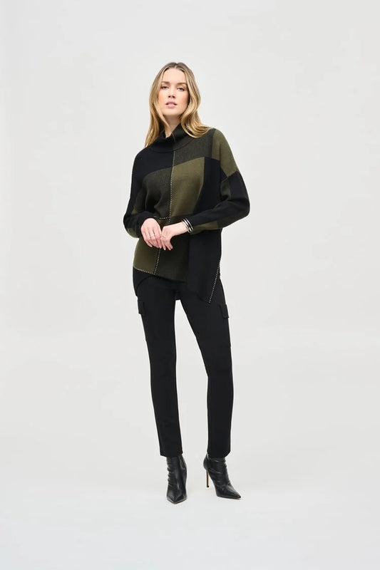 Color-Block Jacquard Knit Pullover