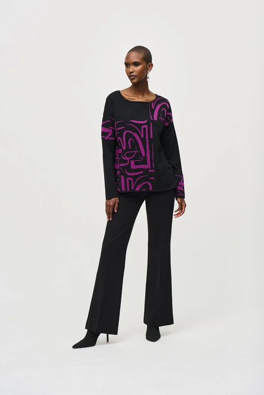 Jacquard Knit Abstract Print Top