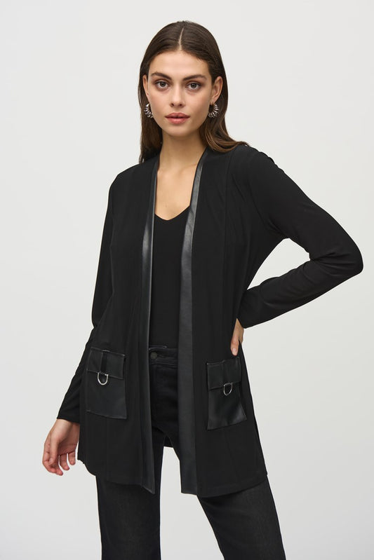 Silky Knit And Leatherette Cover Up