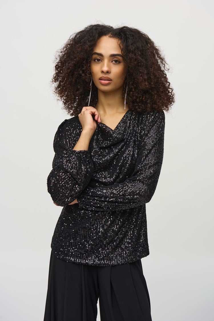 Sequined Cowl Neck Top