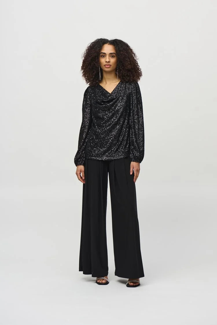 Sequined Cowl Neck Top