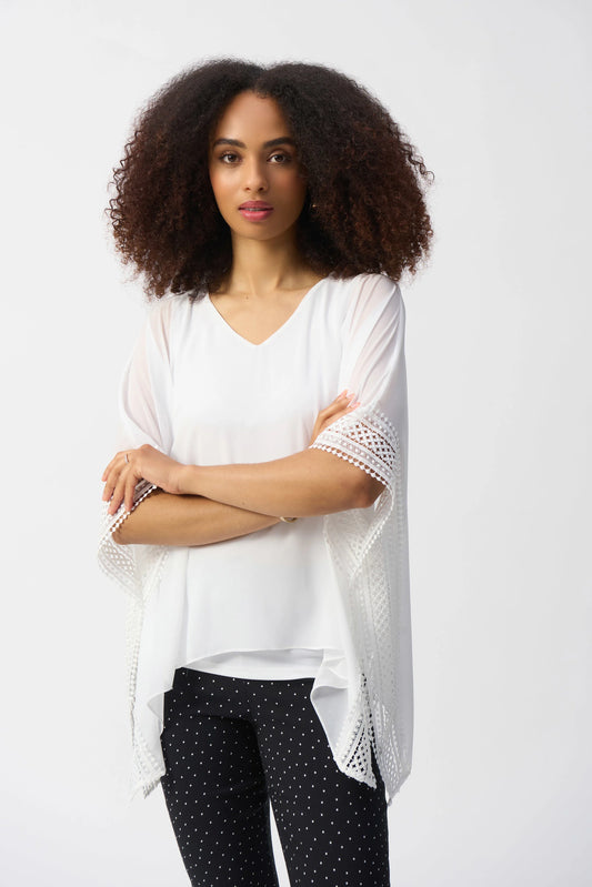 Chiffon And Silky Knit Poncho Top