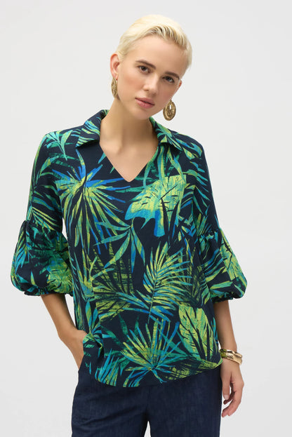 Gauze Tropical Print Straight Tunic