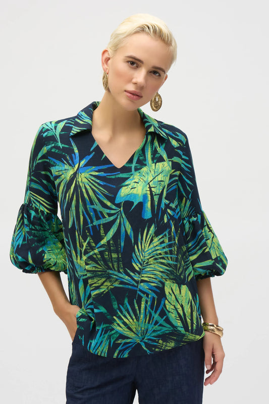 Gauze Tropical Print Straight Tunic