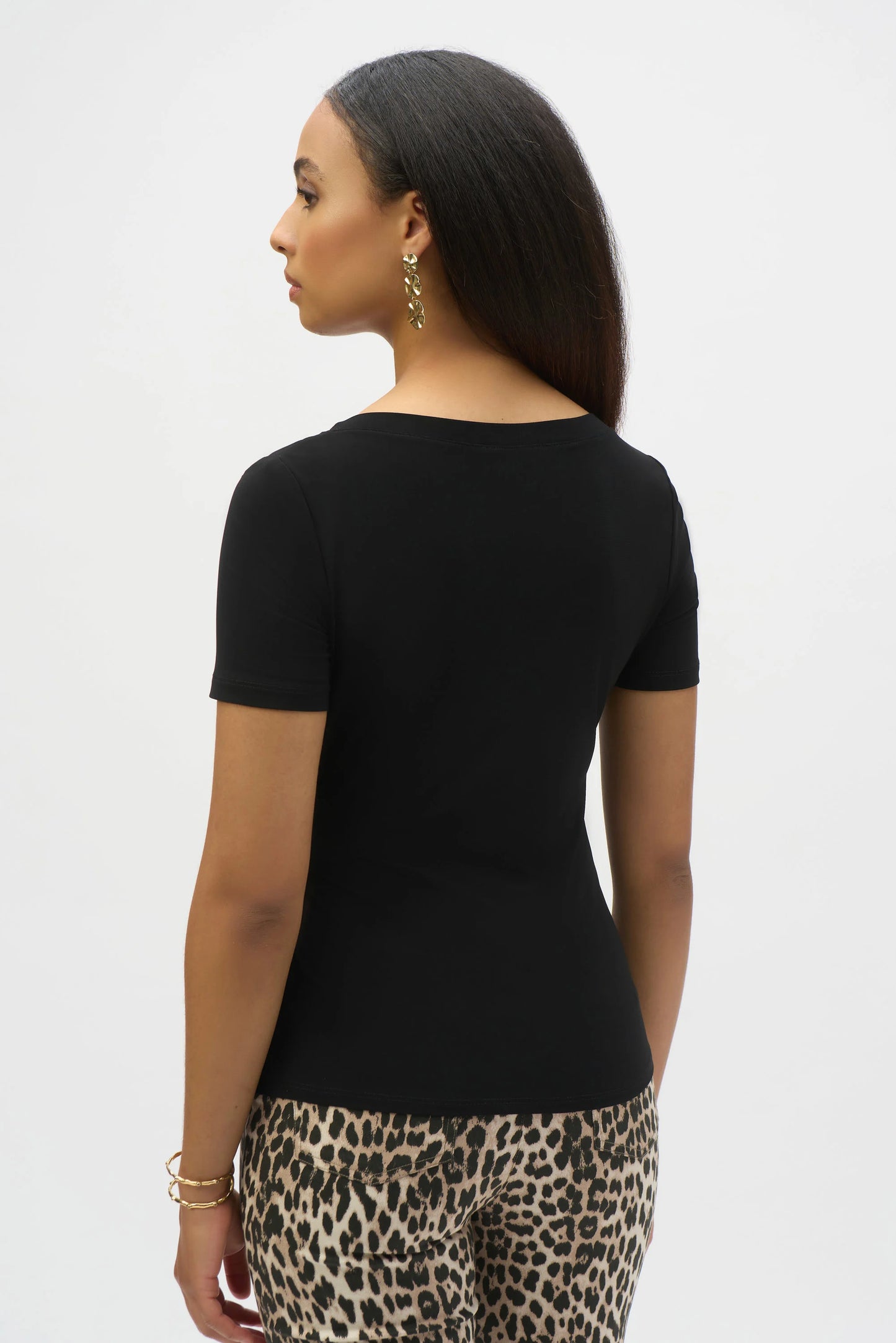 Silky Knit Fitted Top With Buckle Detail