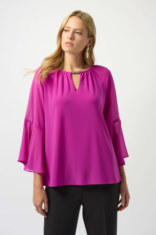 Silky Knit and Chiffon Straight Top