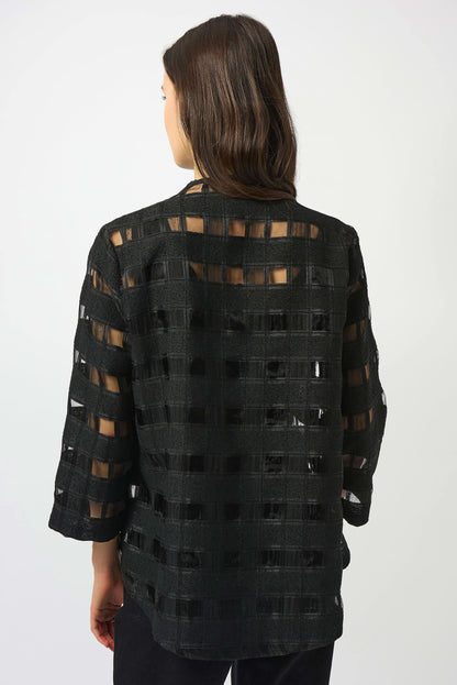 Novelty Checkered Print Swing Jacket